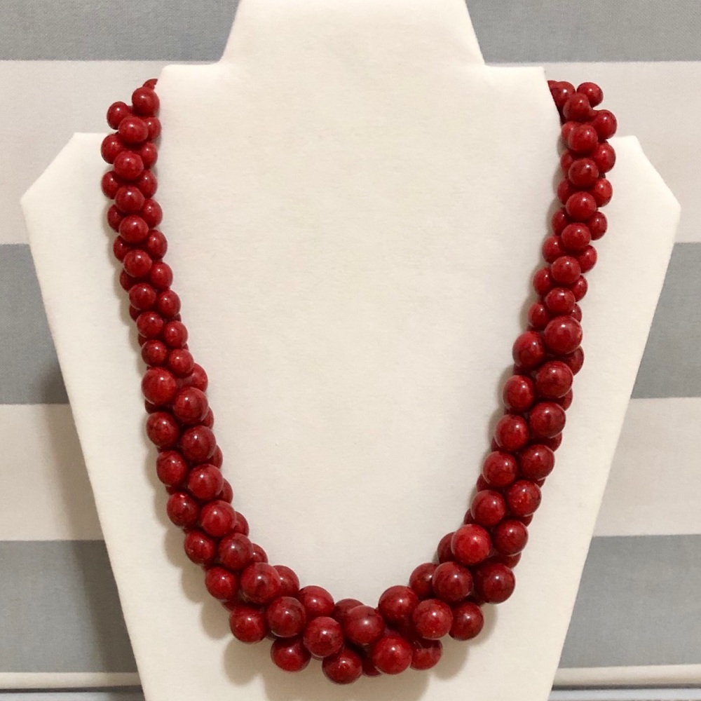 Deep Red Beaded Necklace